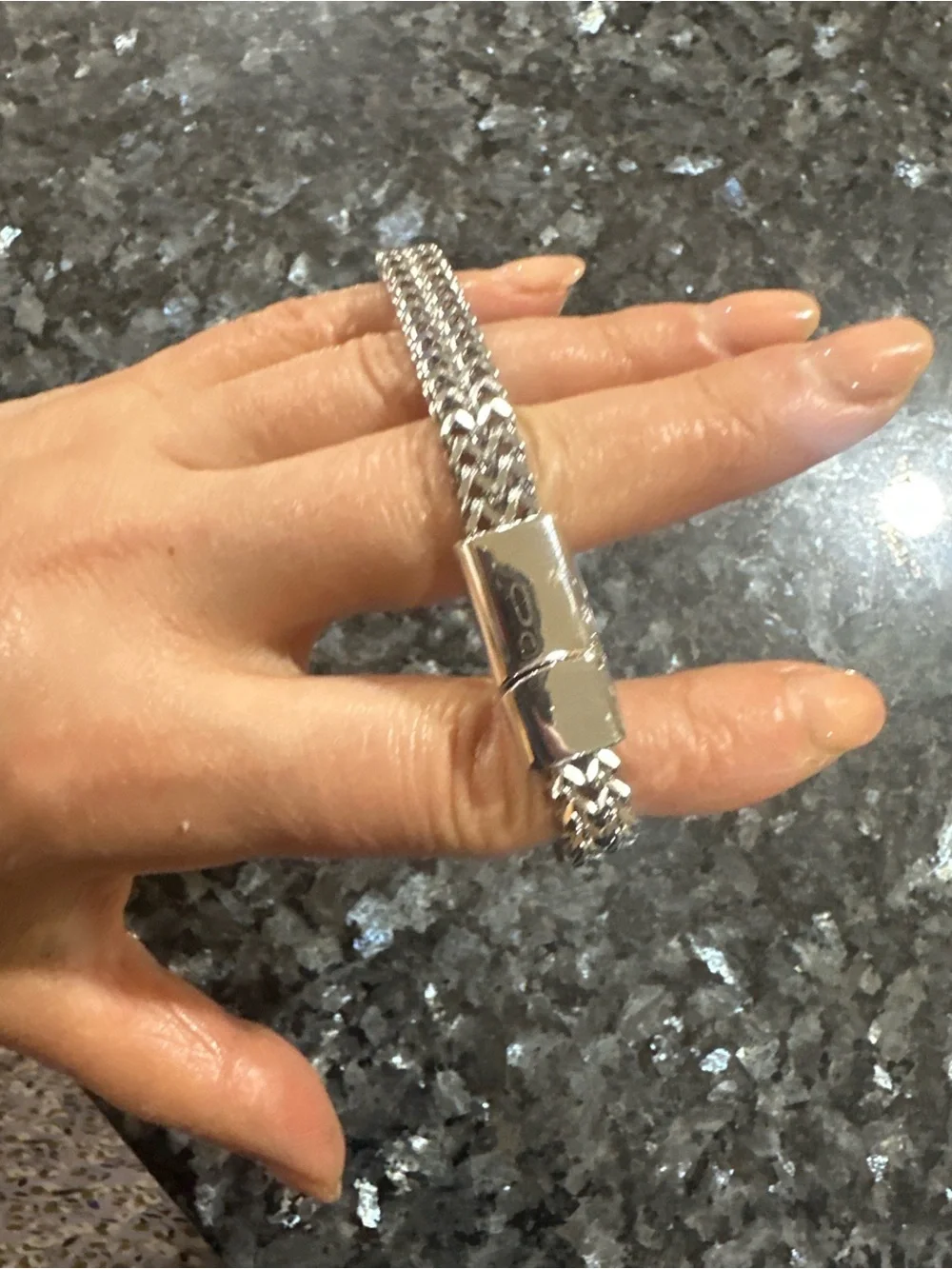 Men's Stainless Steel Woven Magnetic Bracelet - Silver